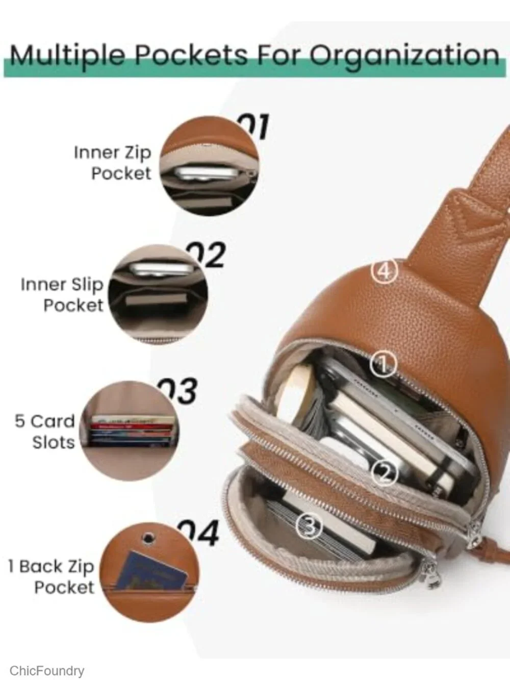 Anti-Theft Crossbody Sling Bag with RFID Blocking Slash-Resistant Vegan Leather